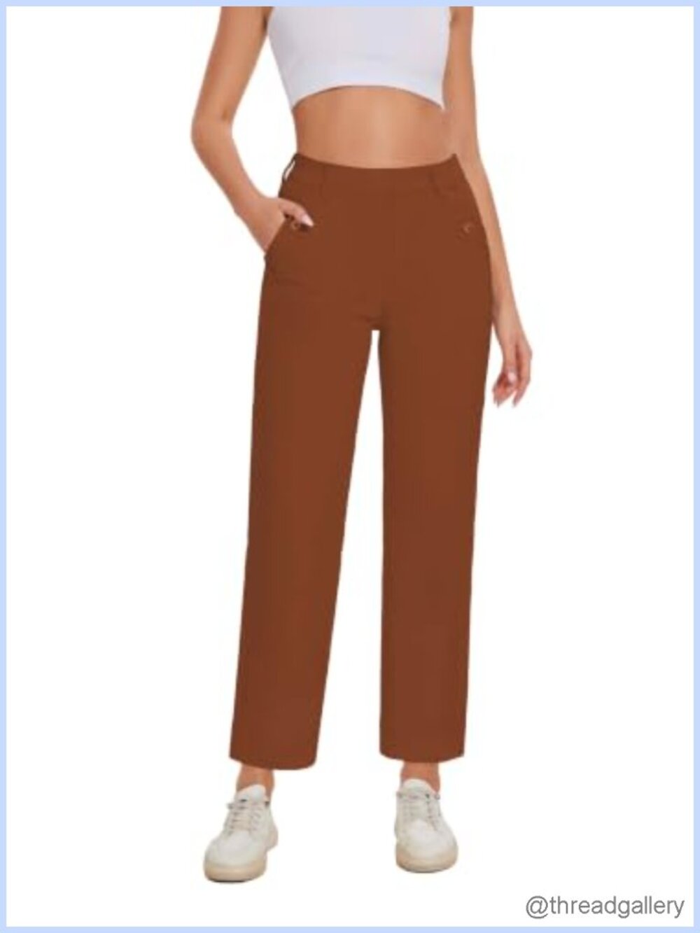 Women's High Waisted Pull On Wide Leg Stretch Pants with Pockets